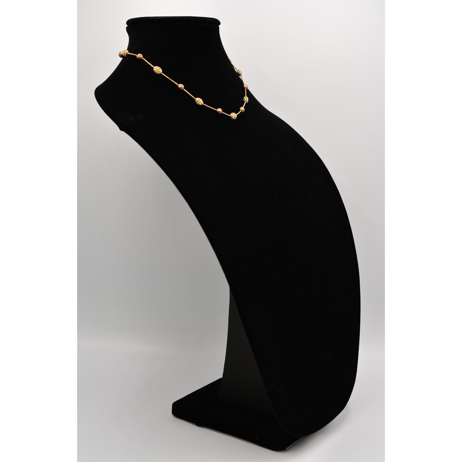 Monet Vintage Collar Choker Necklace Bronze Pearl Beaded Crystal Signed Bin4b — image 4 of 8